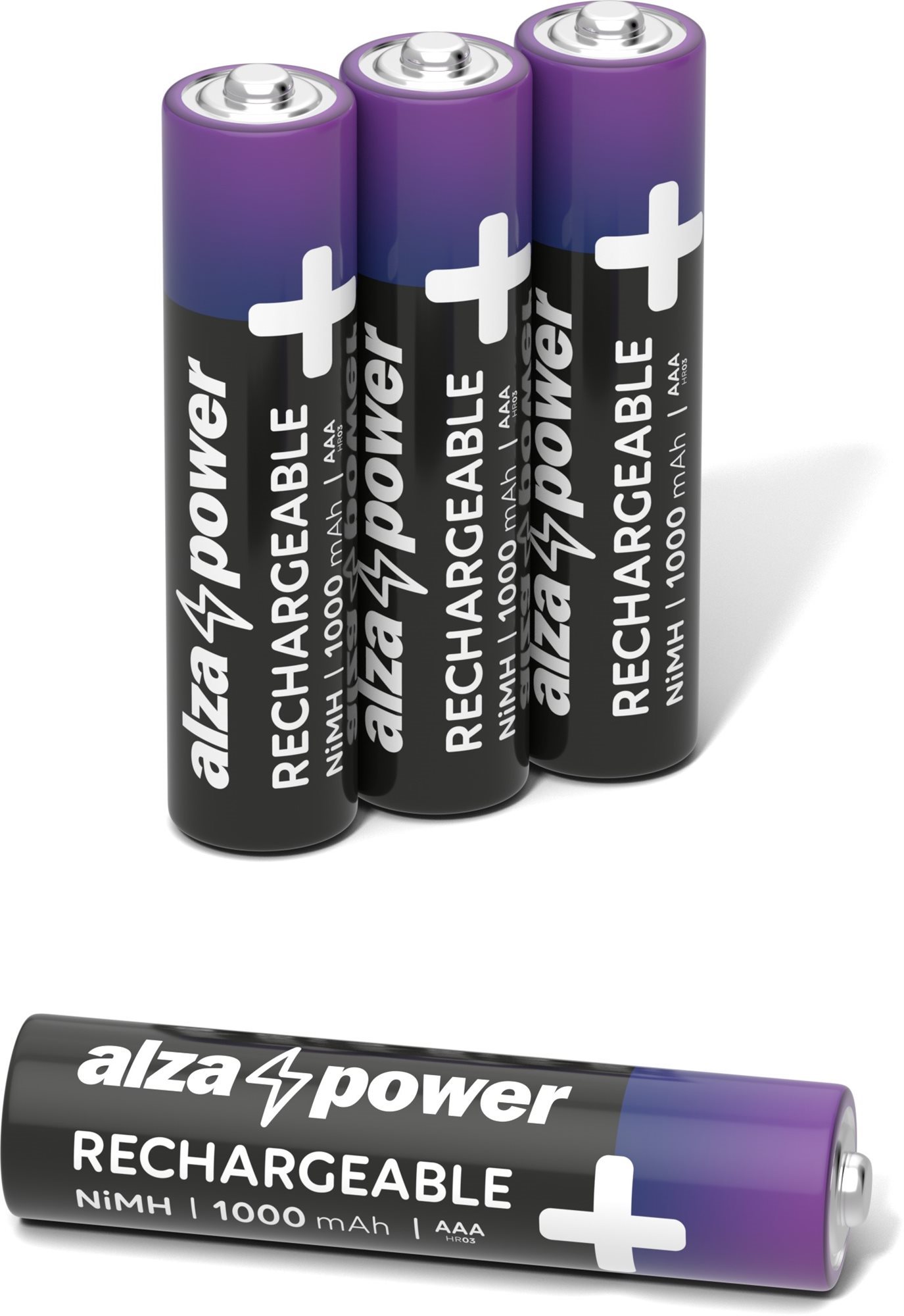 AlzaPower Rechargeable HR03 (AAA) 1000 mAh 4 darab környezetbarát dobozban