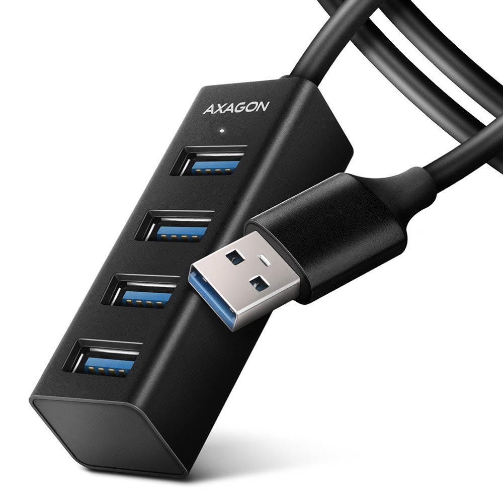 USB Hub AXAGON HUE-M1AL SuperSpeed USB-A > 4-port MINI Hub, metal, 1.2 m cable