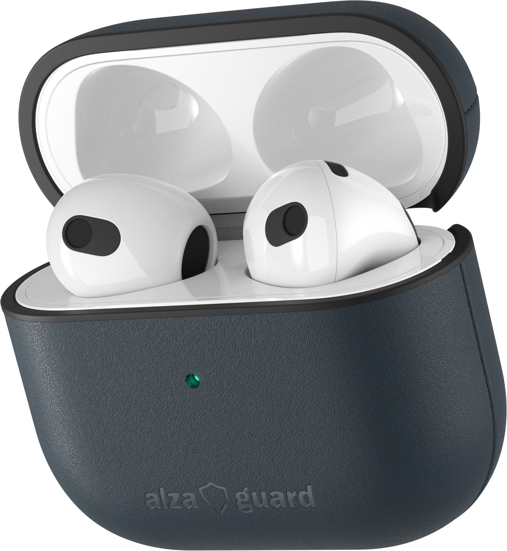 AlzaGuard Genuine Leather Case AirPods 2021 fülhallgatóhoz, kék