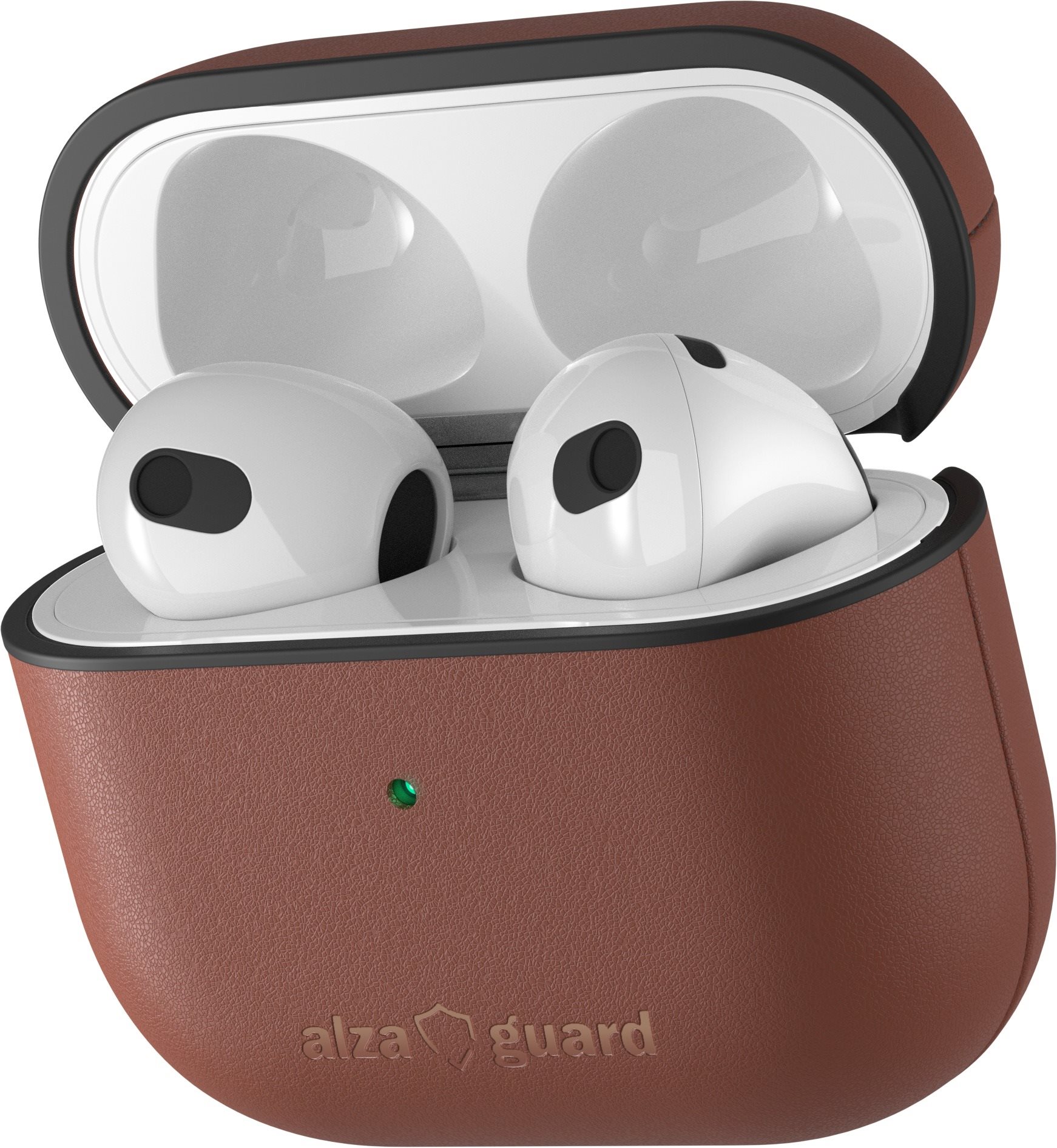 AlzaGuard Genuine Leather Case AirPods 2021 fülhallgatóhoz, barna