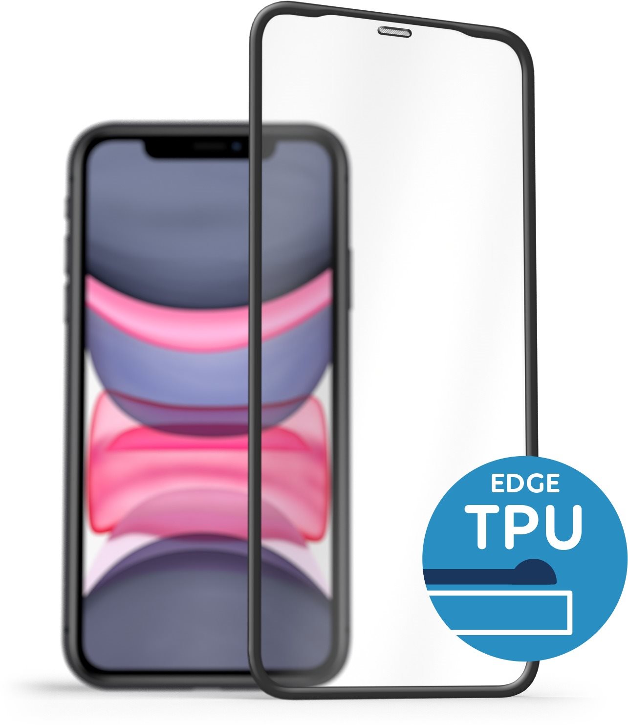 AlzaGuard Glass with TPU Frame iPhone 11 / XR 2.5D üvegfólia - fekete
