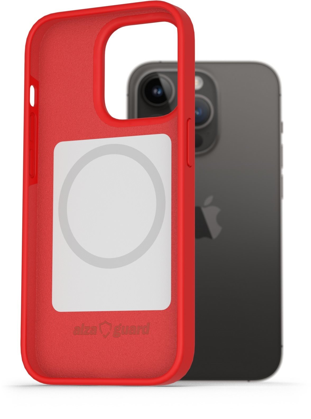 AlzaGuard Magsafe Silicone Case iPhone 14 Pro készülékhez, piros