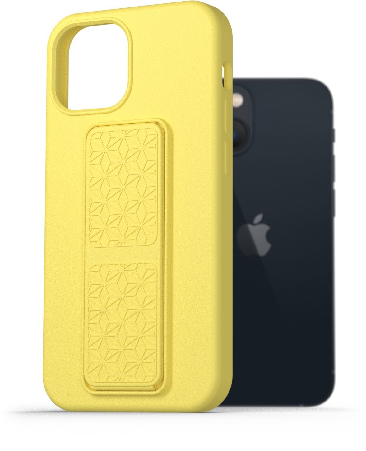 AlzaGuard Liquid Silicone Case with Stand iPhone 13 Mini sárga tok