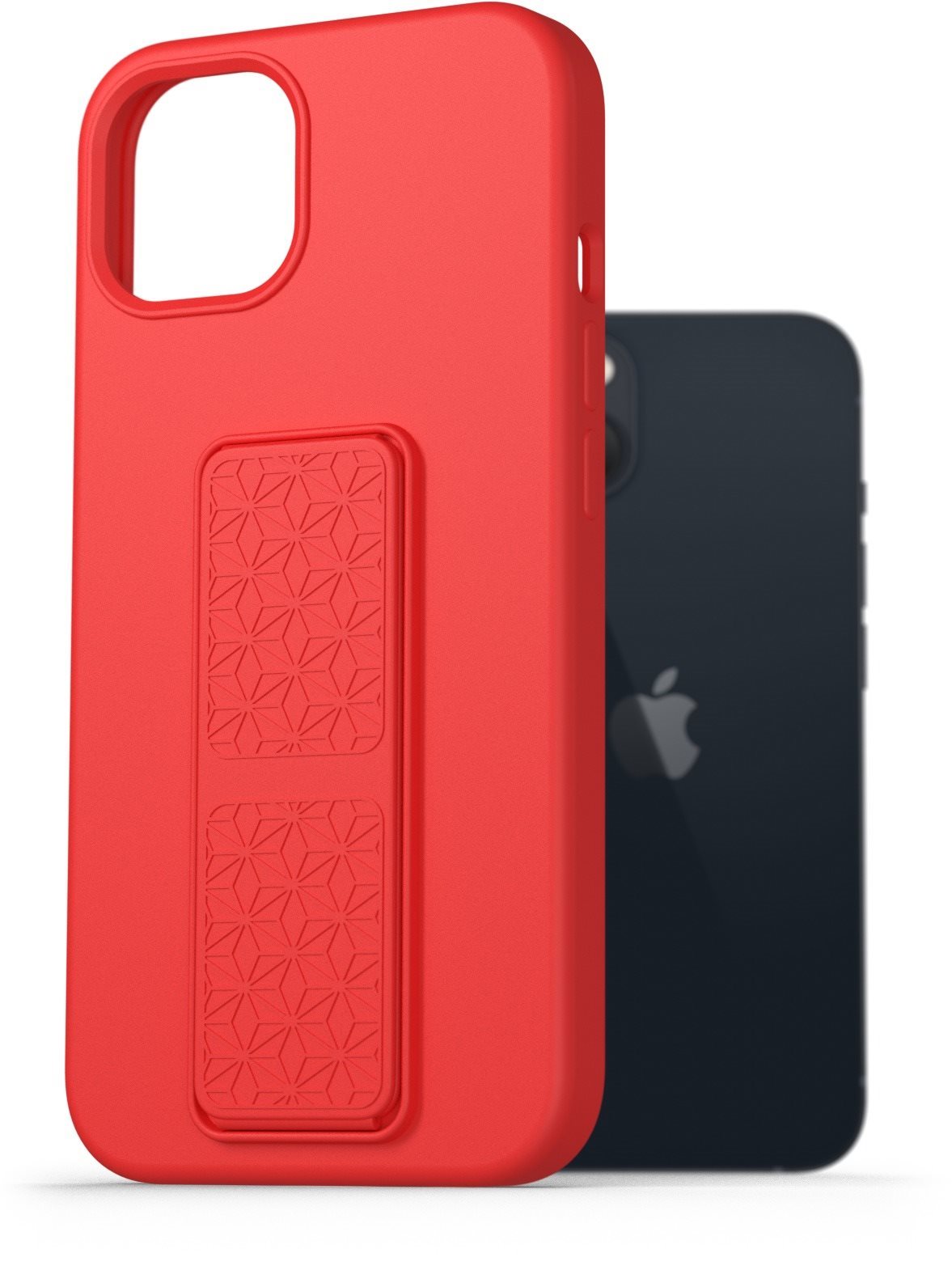 AlzaGuard Liquid Silicone Case with Stand iPhone 13 piros tok