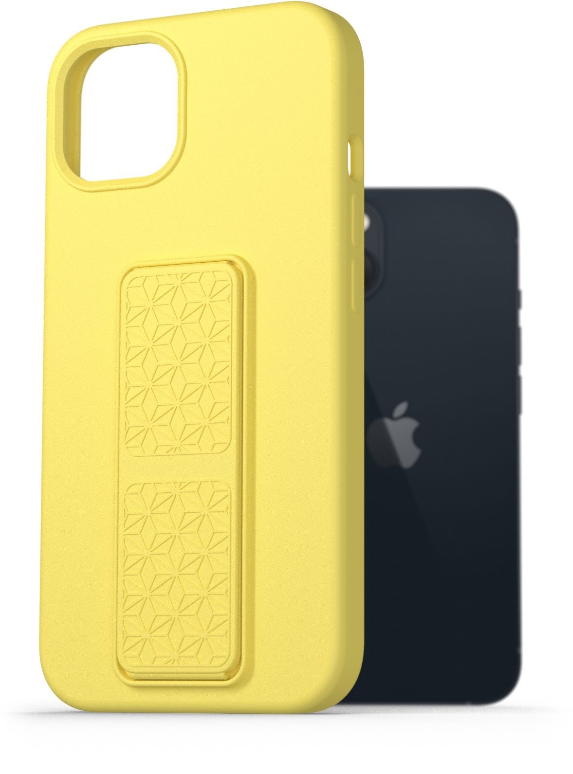 AlzaGuard Liquid Silicone Case with Stand iPhone 13 sárga tok