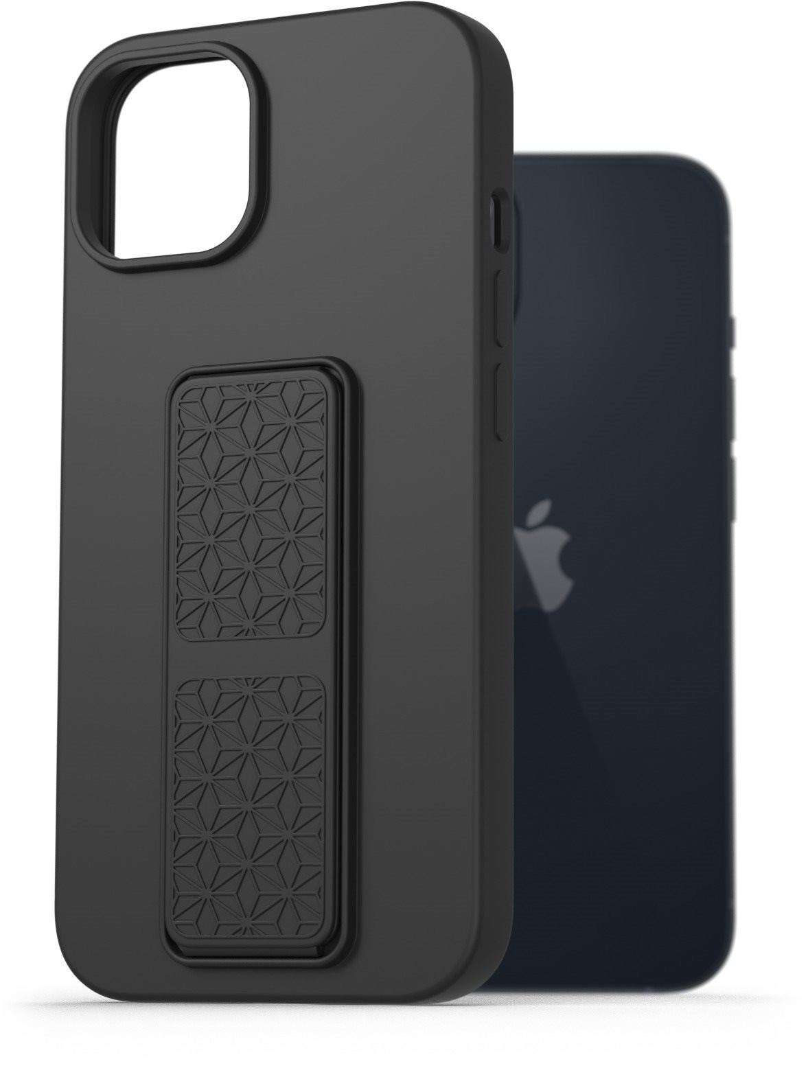 AlzaGuard Liquid Silicone Case with Stand az iPhone 14 készülékhez - fekete