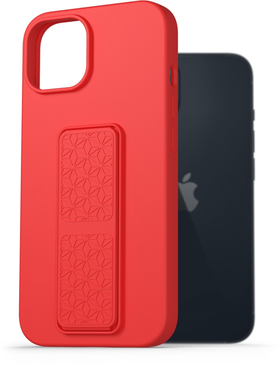 AlzaGuard Liquid Silicone Case with Stand az iPhone 14 készülékhez - piros