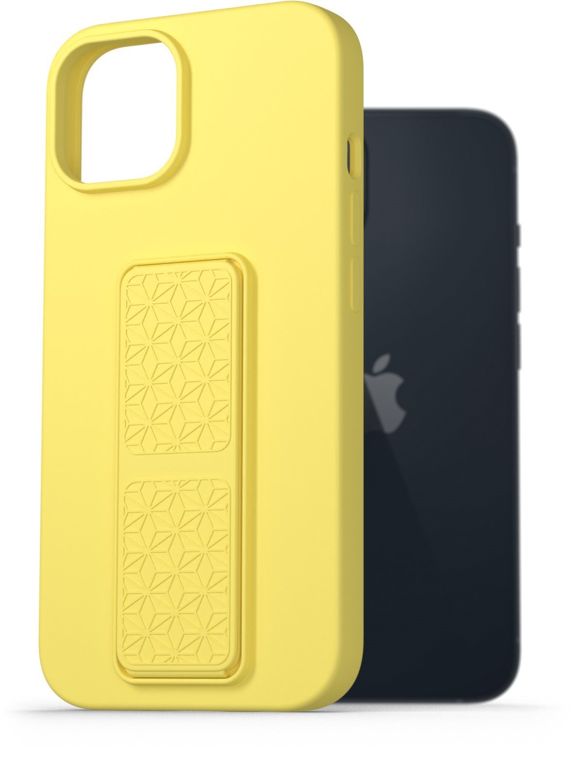 AlzaGuard Liquid Silicone Case with Stand az iPhone 14 készülékhez - sárga