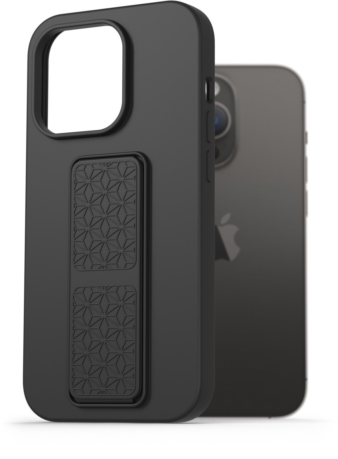 AlzaGuard Liquid Silicone Case with Stand az iPhone 14 Pro készülékhez - fekete