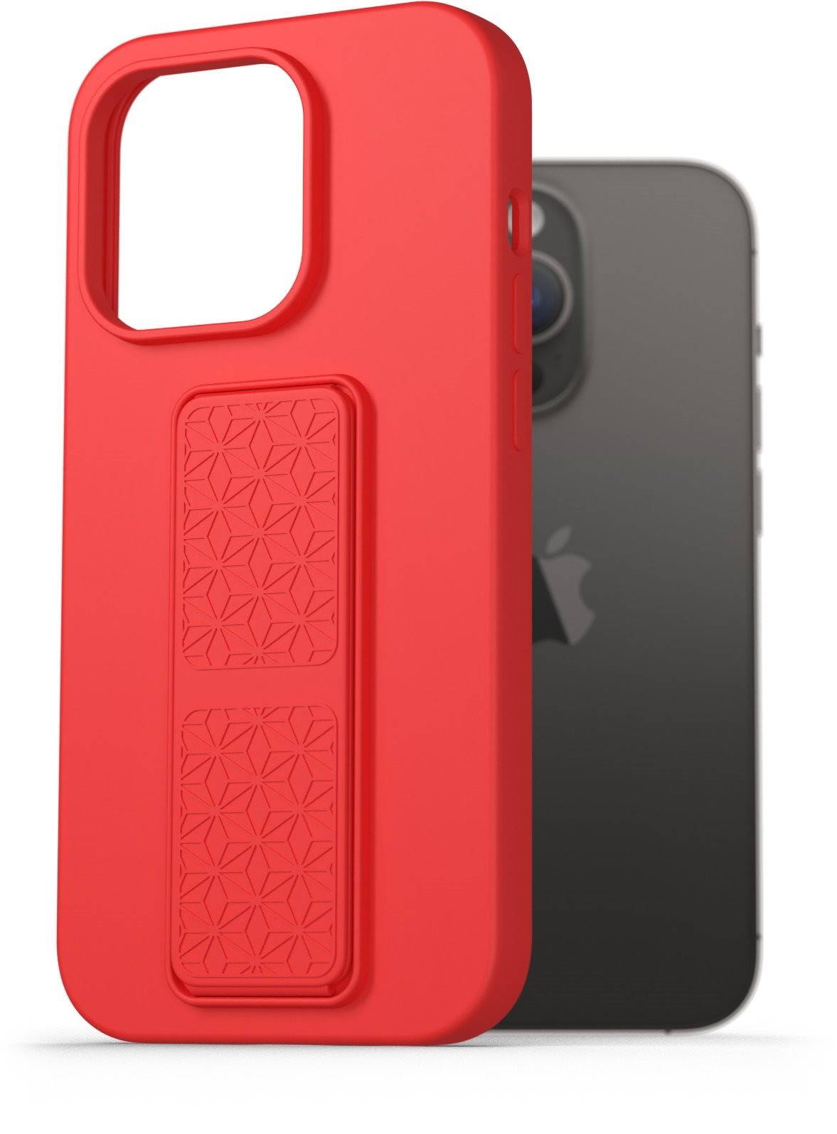 AlzaGuard Liquid Silicone Case with Stand az iPhone 14 Pro készülékhez - piros