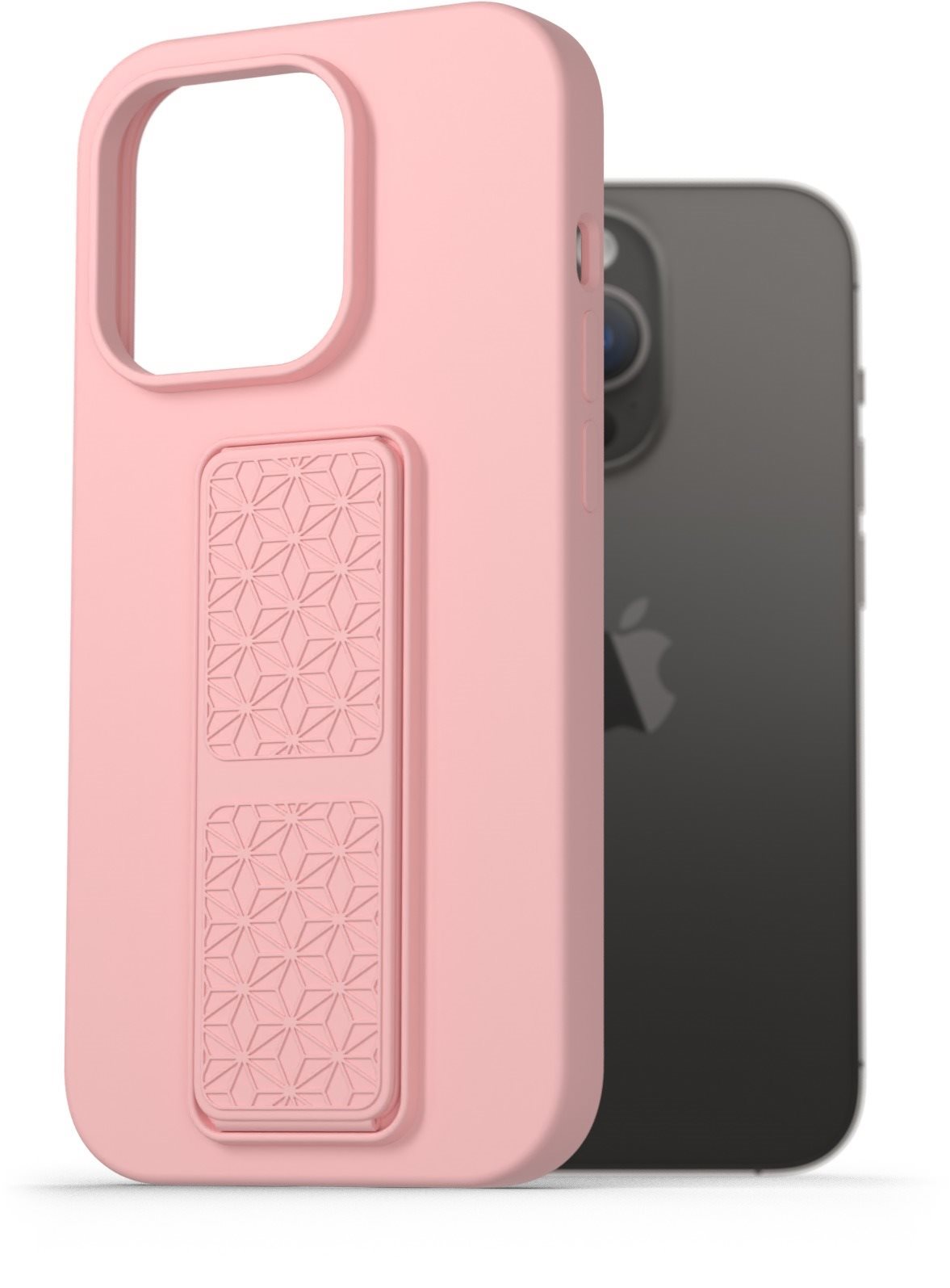 AlzaGuard Liquid Silicone Case with Stand az iPhone 14 Pro készülékhez - rózsaszín