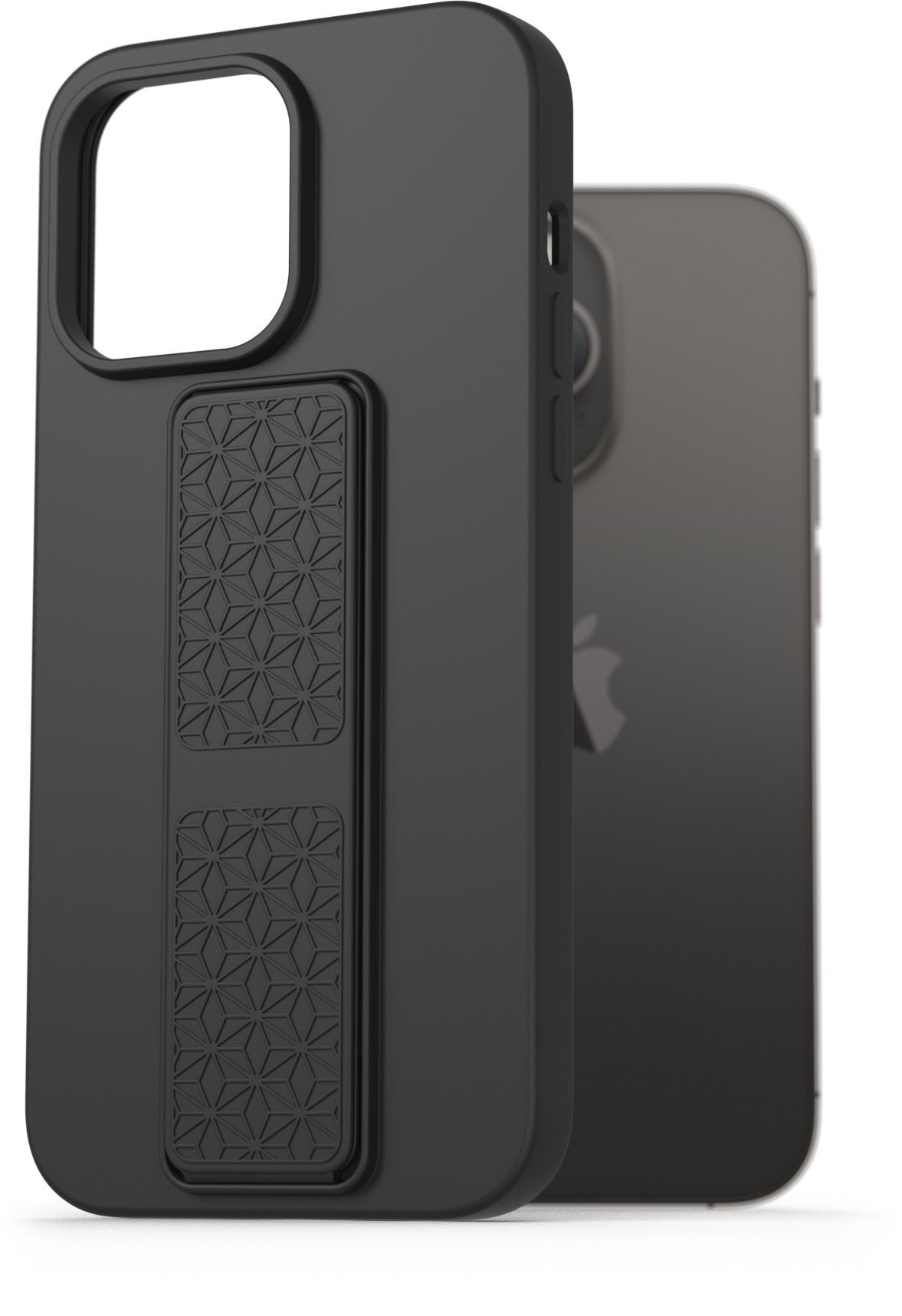 AlzaGuard Liquid Silicone Case with Stand az iPhone 14 Pro Max készülékhez - fekete