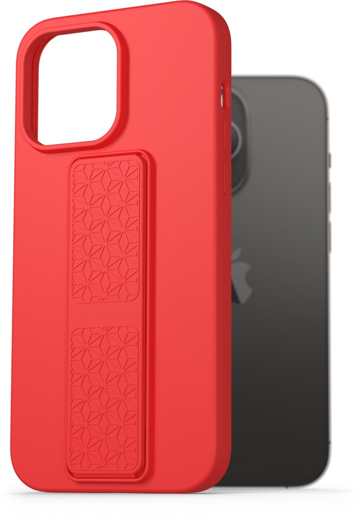 AlzaGuard Liquid Silicone Case with Stand az iPhone 14 Pro Max készülékhez - piros