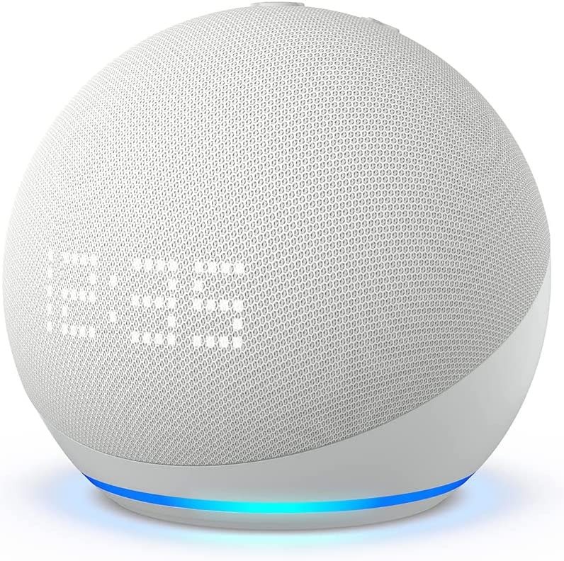Amazon Echo Dot (5th Gen) with Clock Glacier White