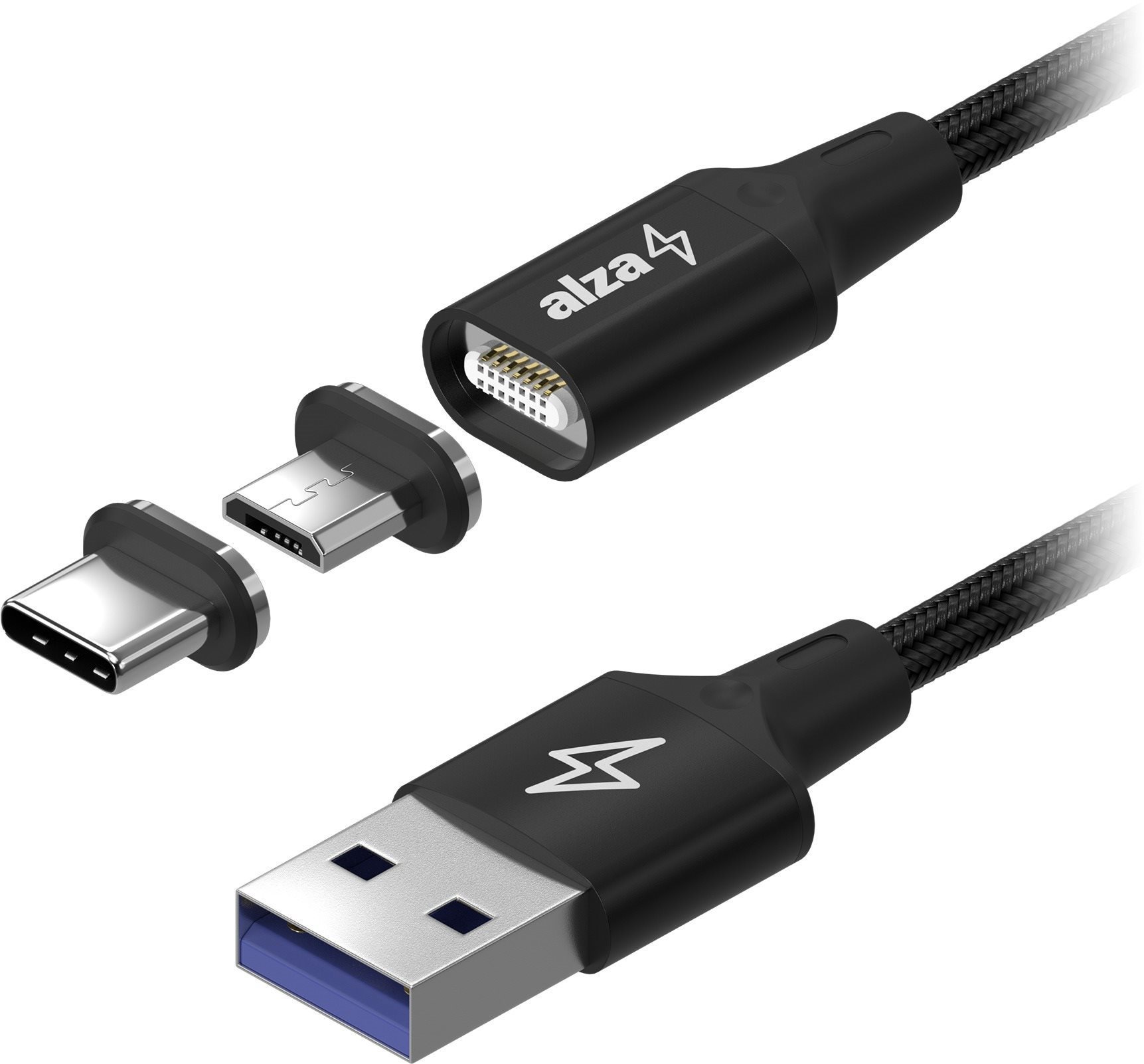 AlzaPower MagCore 2in1 USB-C + Micro USB - 5A, 1m, fekete