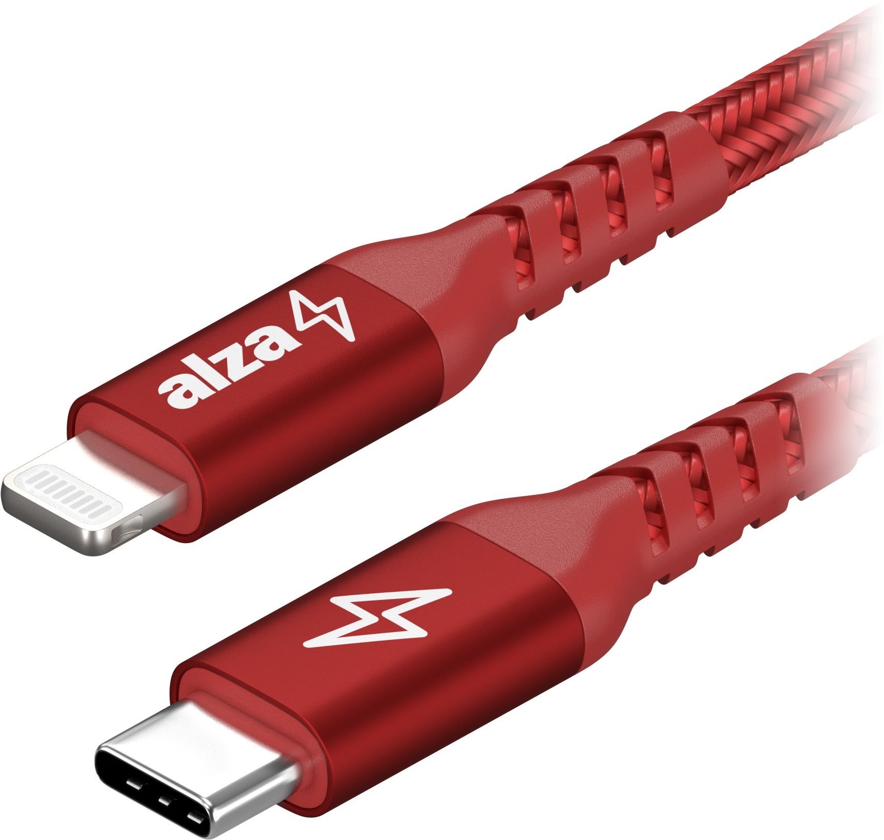 AlzaPower Alucore USB-C to Lightning MFi 0,5m, piros