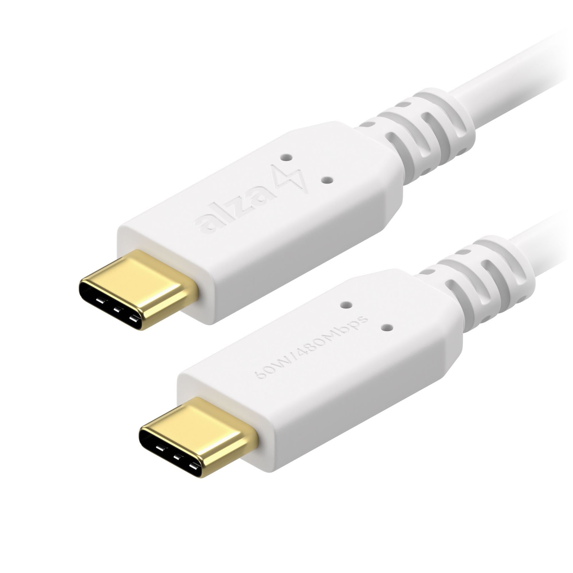 AlzaPower Core USB-C to USB-C 2.0, 3A, 60W, 1m, fehér