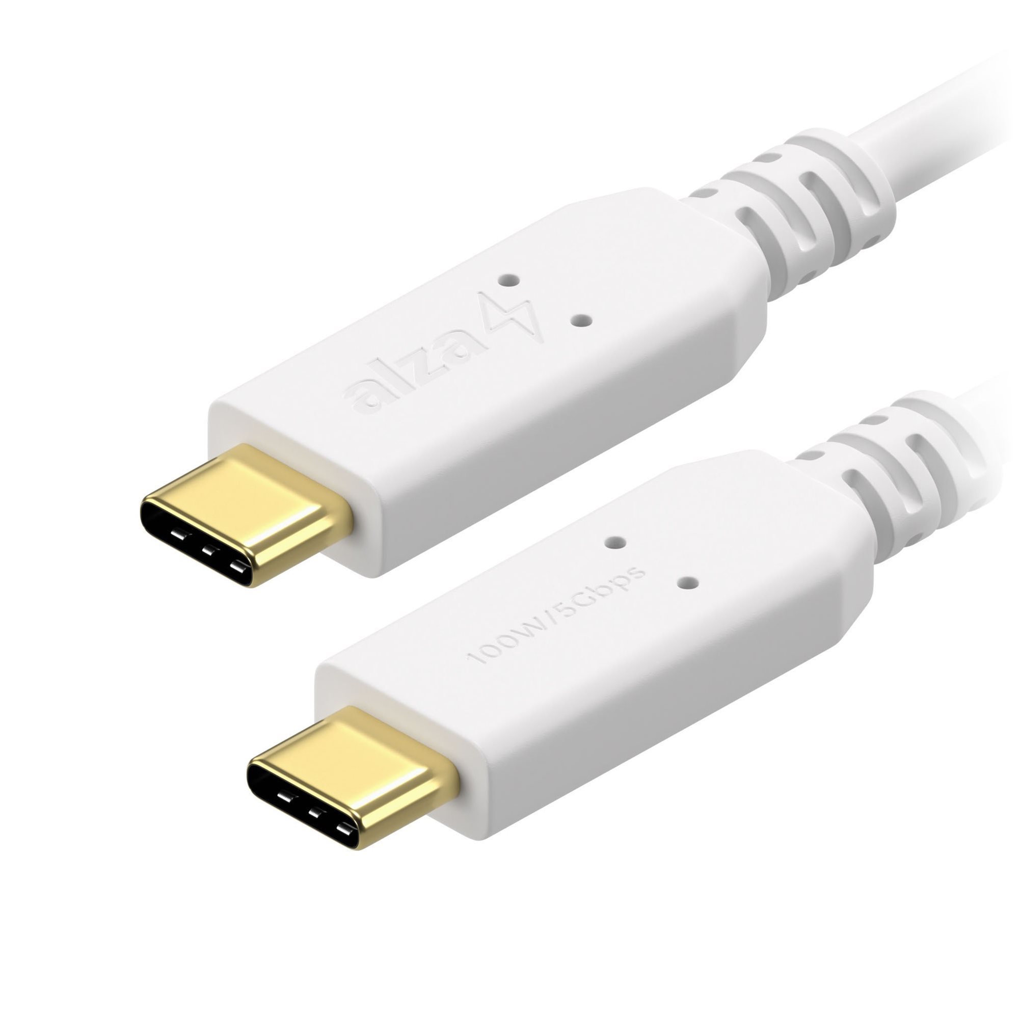 AlzaPower Core USB-C to USB-C 3.2 Gen 1, 5A, 100W, 0,1m, fehér