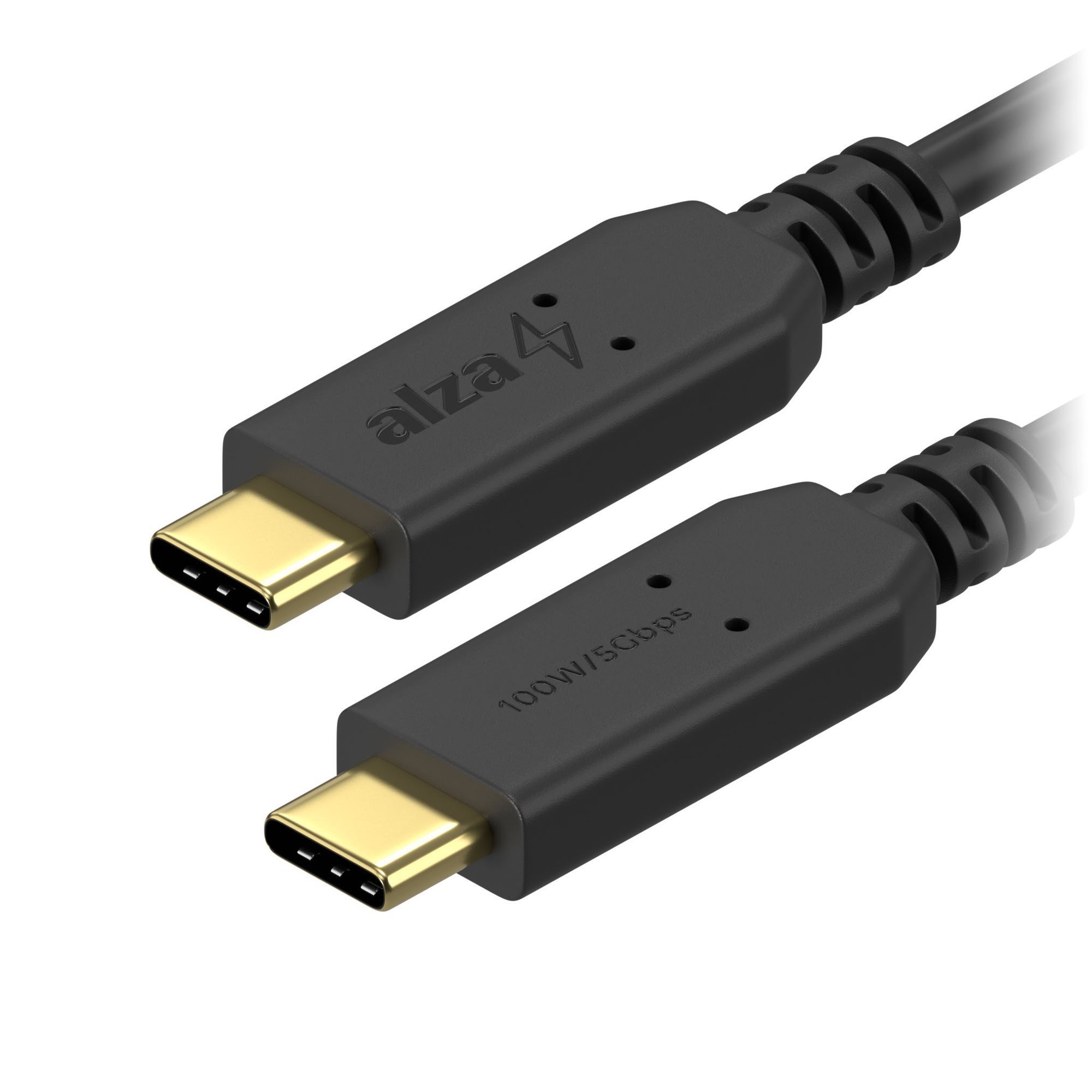 AlzaPower Core USB-C to USB-C 3.2 Gen 1, 5A, 100W, 0,5m, fekete