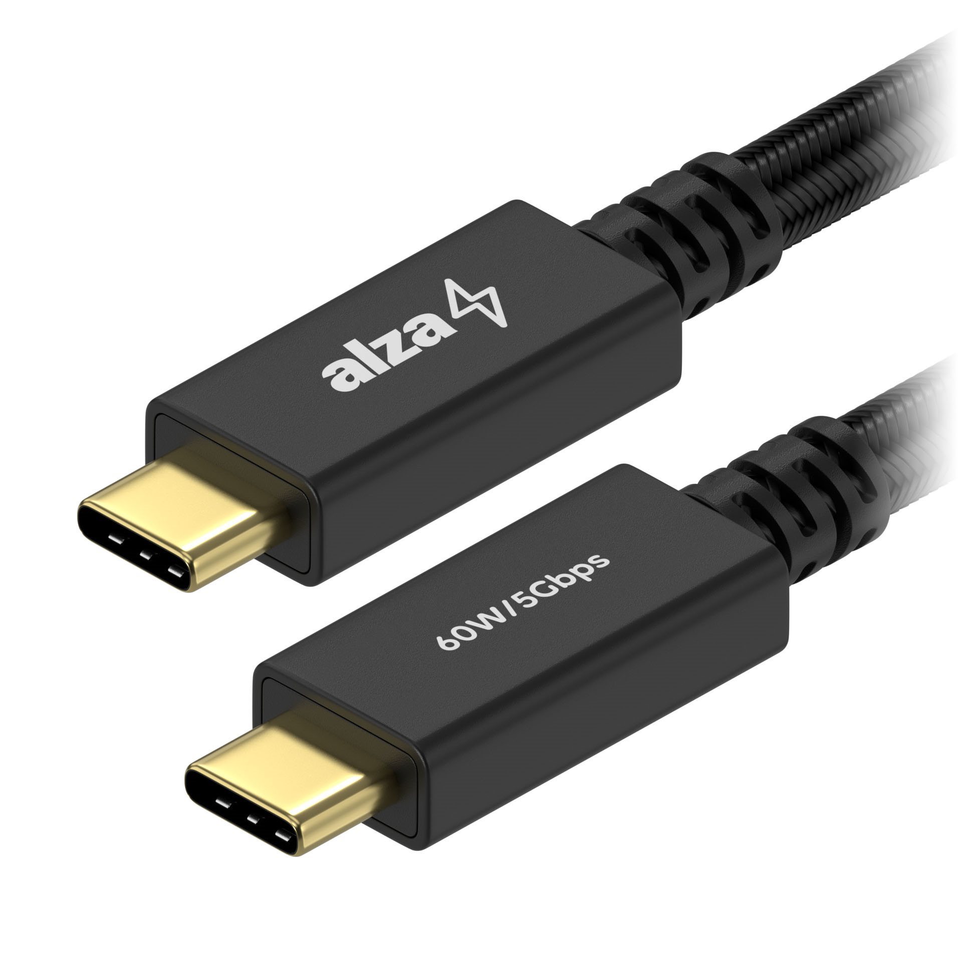 AlzaPower AluCore USB-C to USB-C 3.2 Gen 1, 3A, 60W, 0,5m, fekete