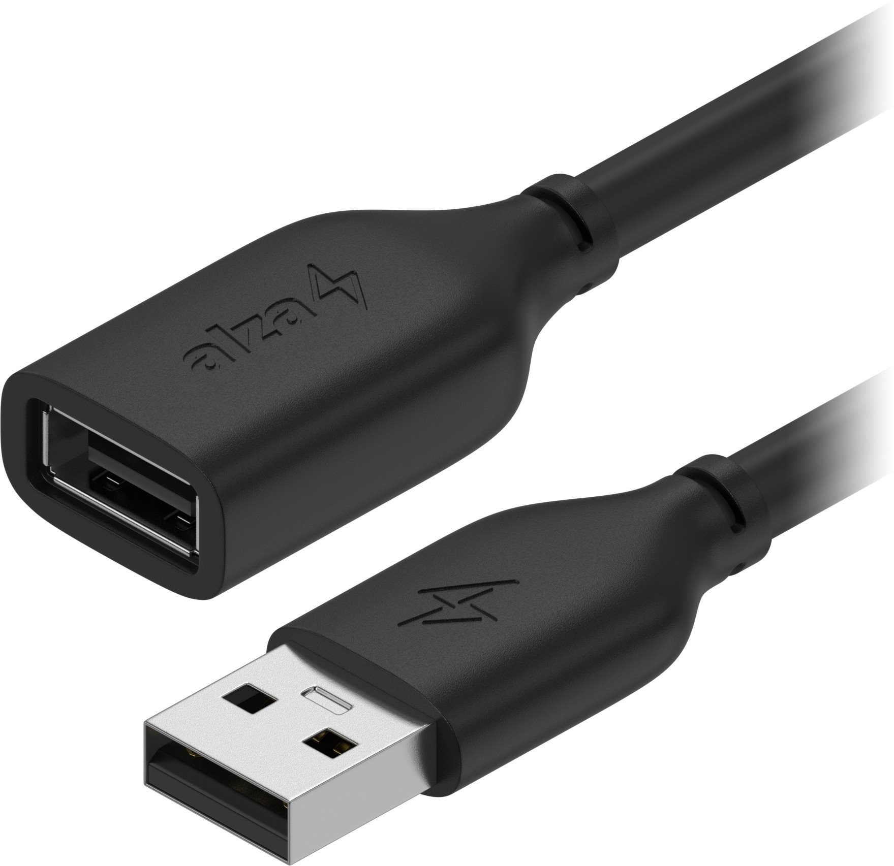 AlzaPower Core USB-A (M) to USB-A (F) 2.0, 3m, fekete