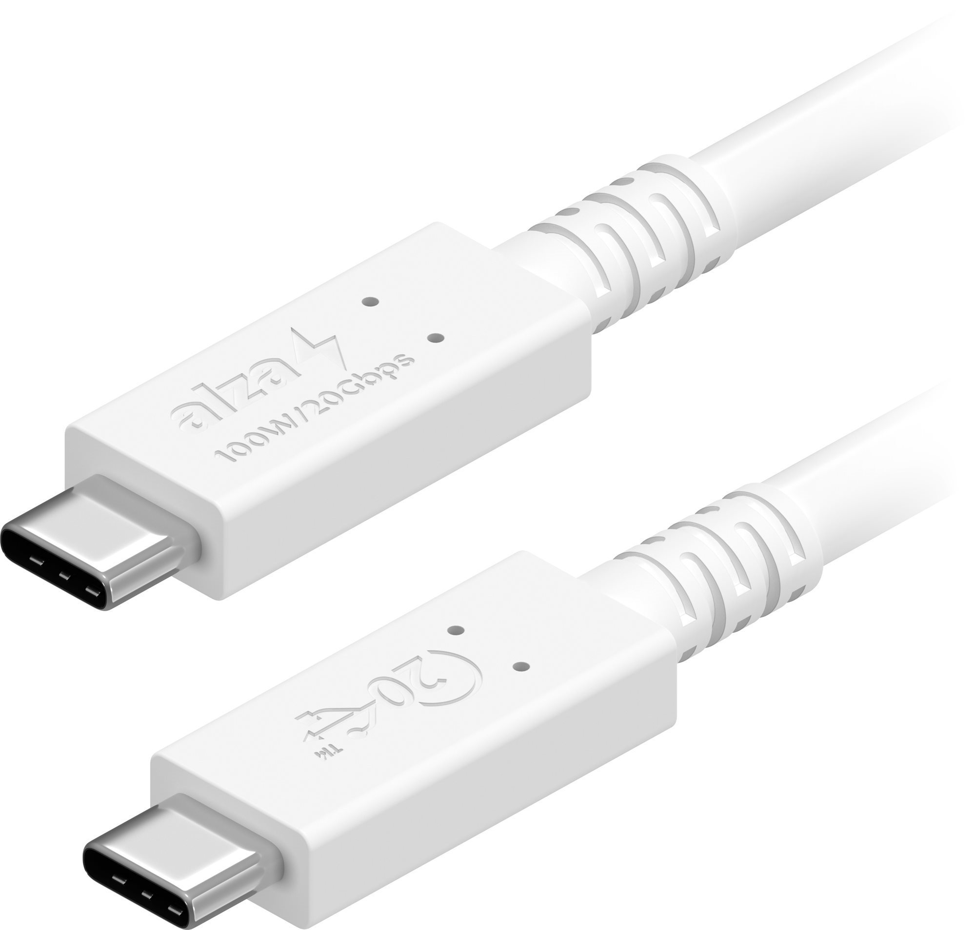 AlzaPower Core USB-C to USB-C USB4, 5 A, 100W, 0,5m, fehér