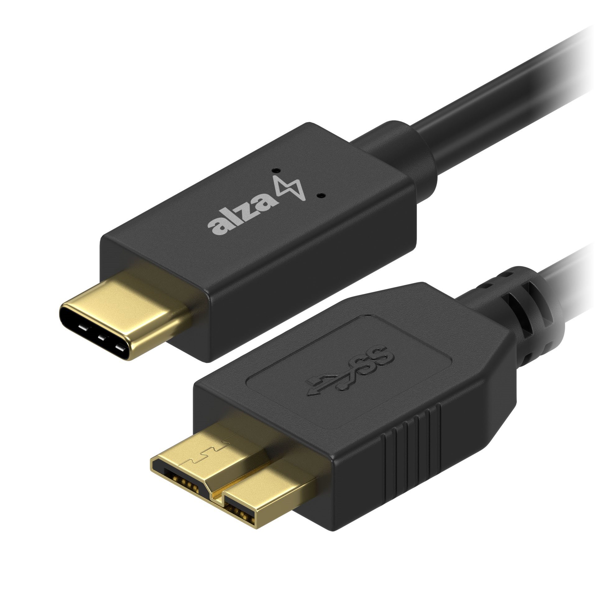 AlzaPower USB-C (M) to Micro USB-B 3.0 (M) 0,5m, fekete