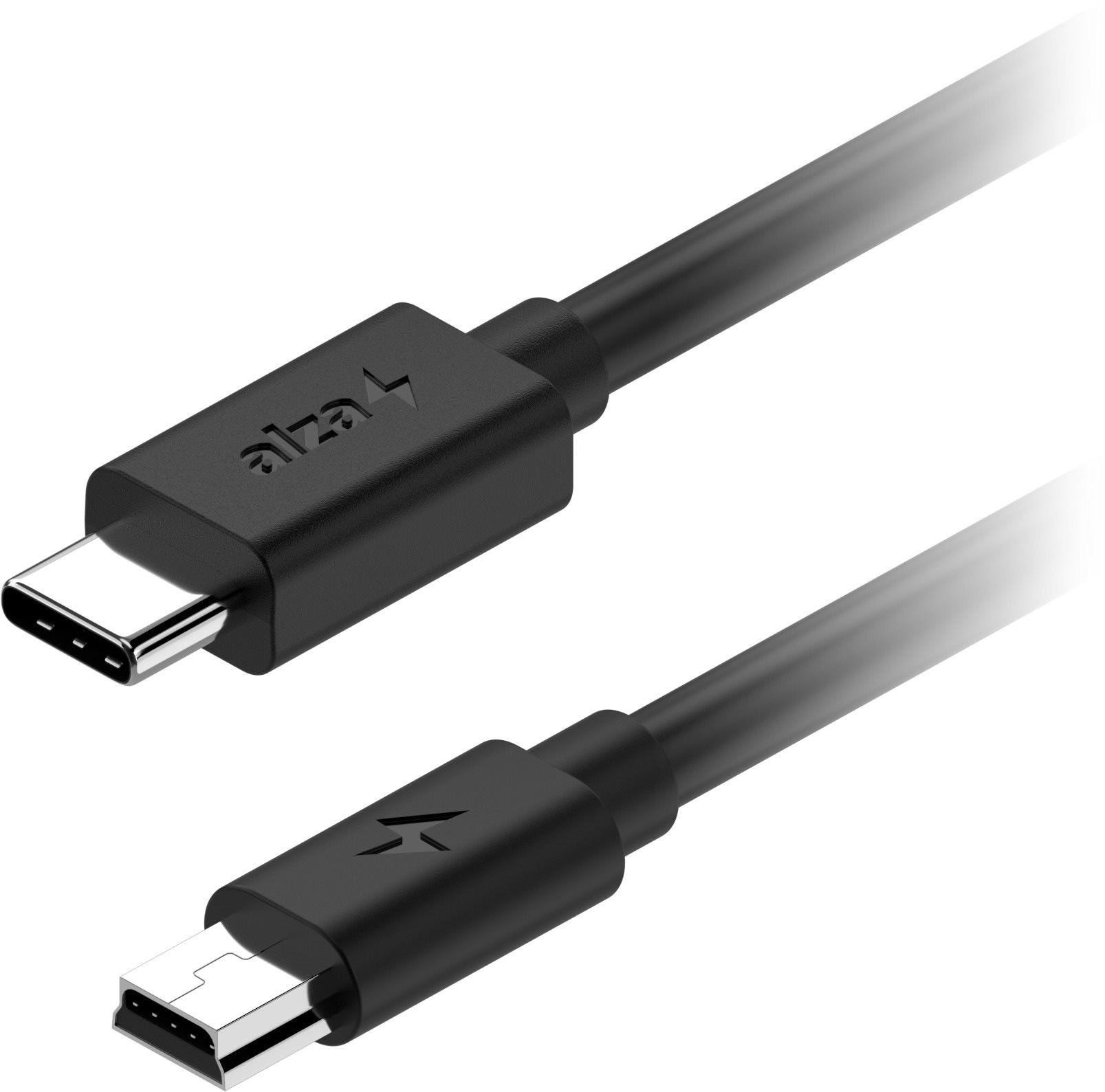 AlzaPower Core USB-C (M) 2.0 to Mini USB (M) 2A Cable 0,5m, fekete