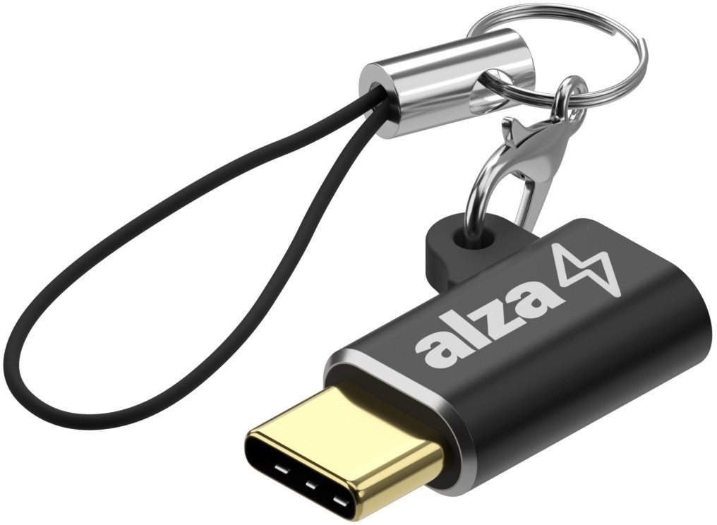 AlzaPower Keychain USB-C (M) Micro USB (F)-re fekete