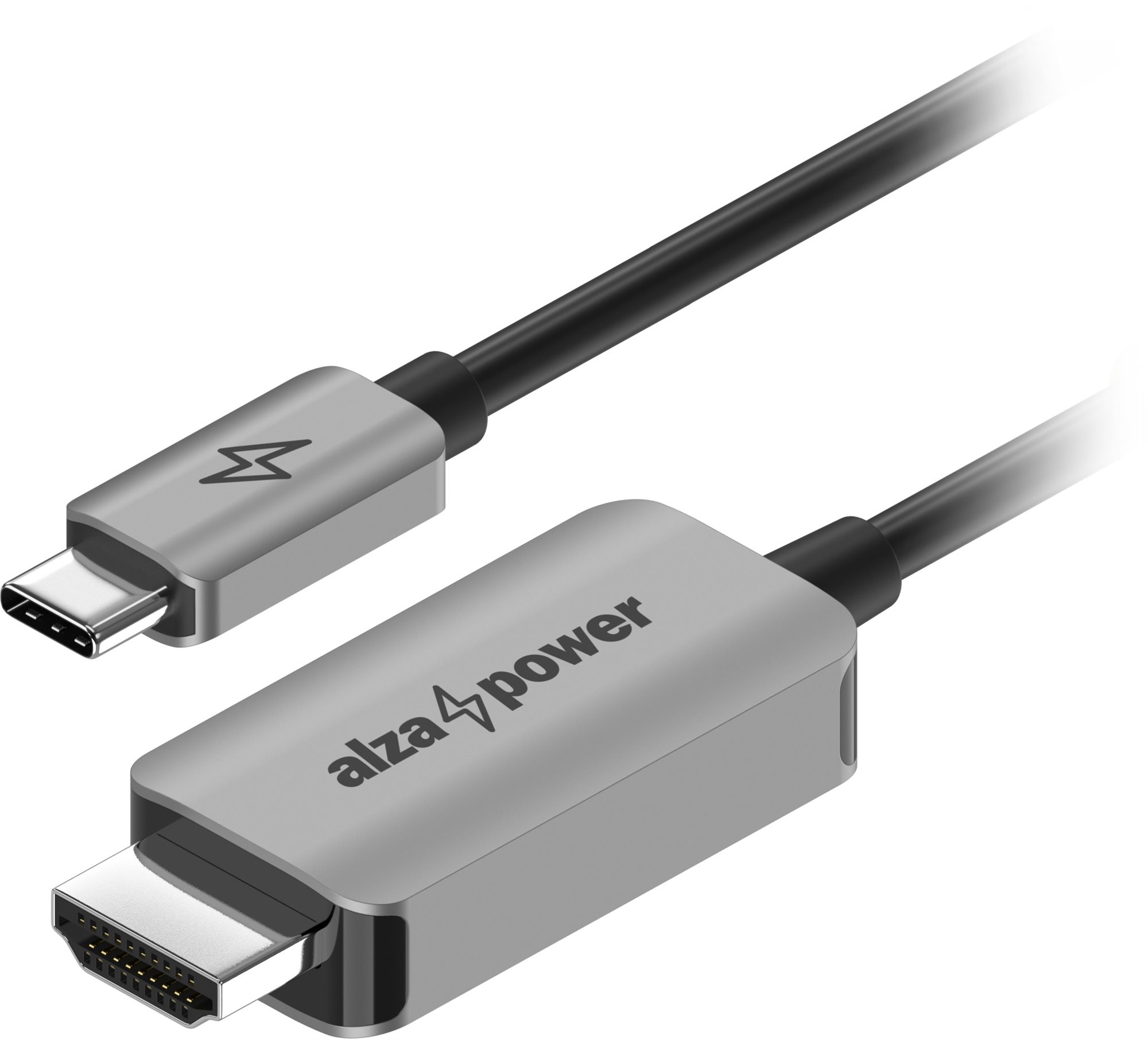 AlzaPower Alucore USB-C (M) - HDMI 2.1 8K 60Hz (M) 1,5m ezüst