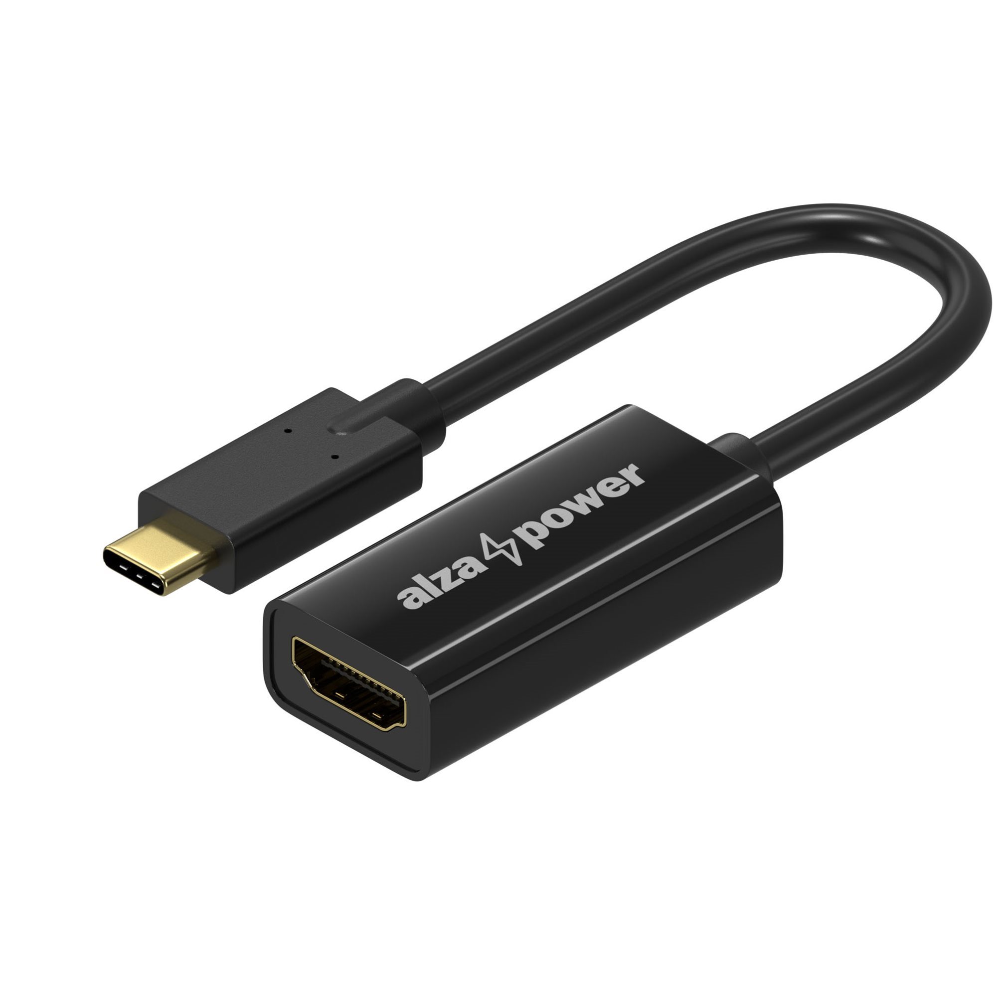 AlzaPower USB-C (M) na HDMI 2.0 4K 60Hz (F) 0,1 m fényes fekete