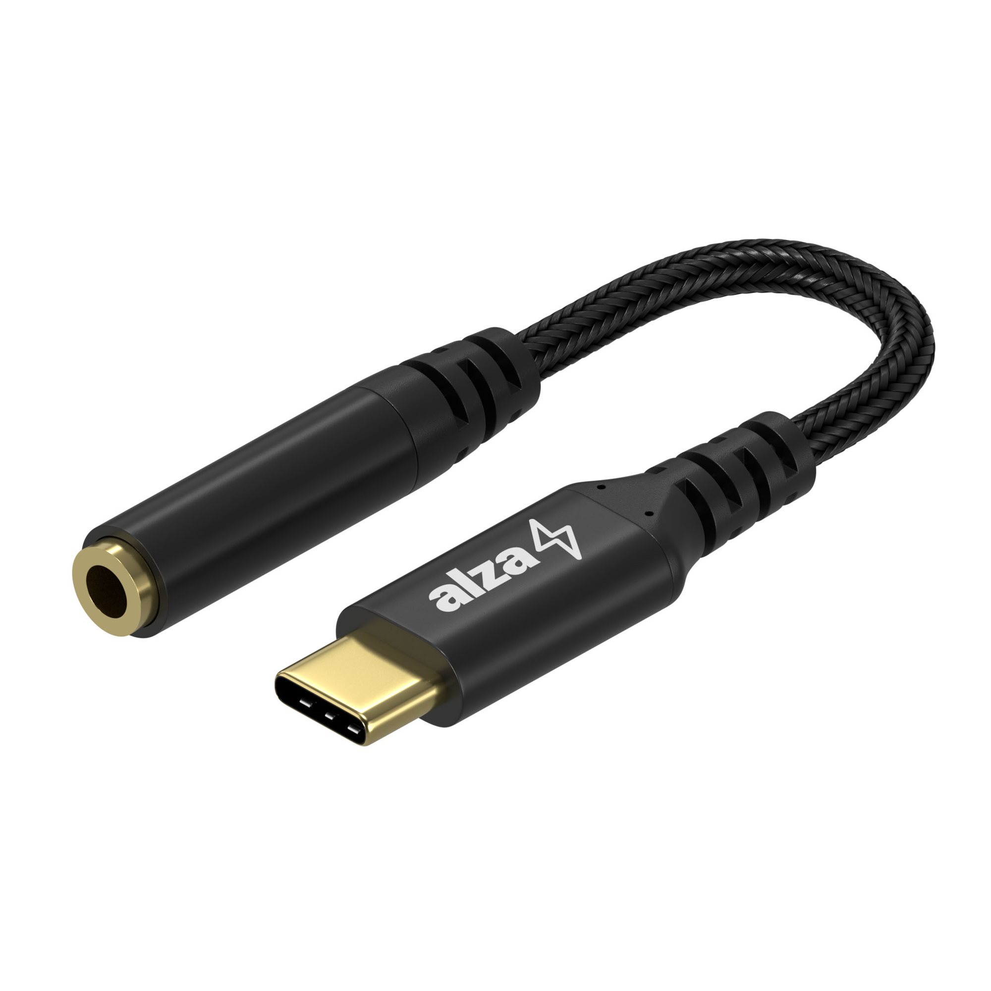 AlzaPower USB-C (M) - 3,5 mm-es jack (F), 0,1 m, fekete