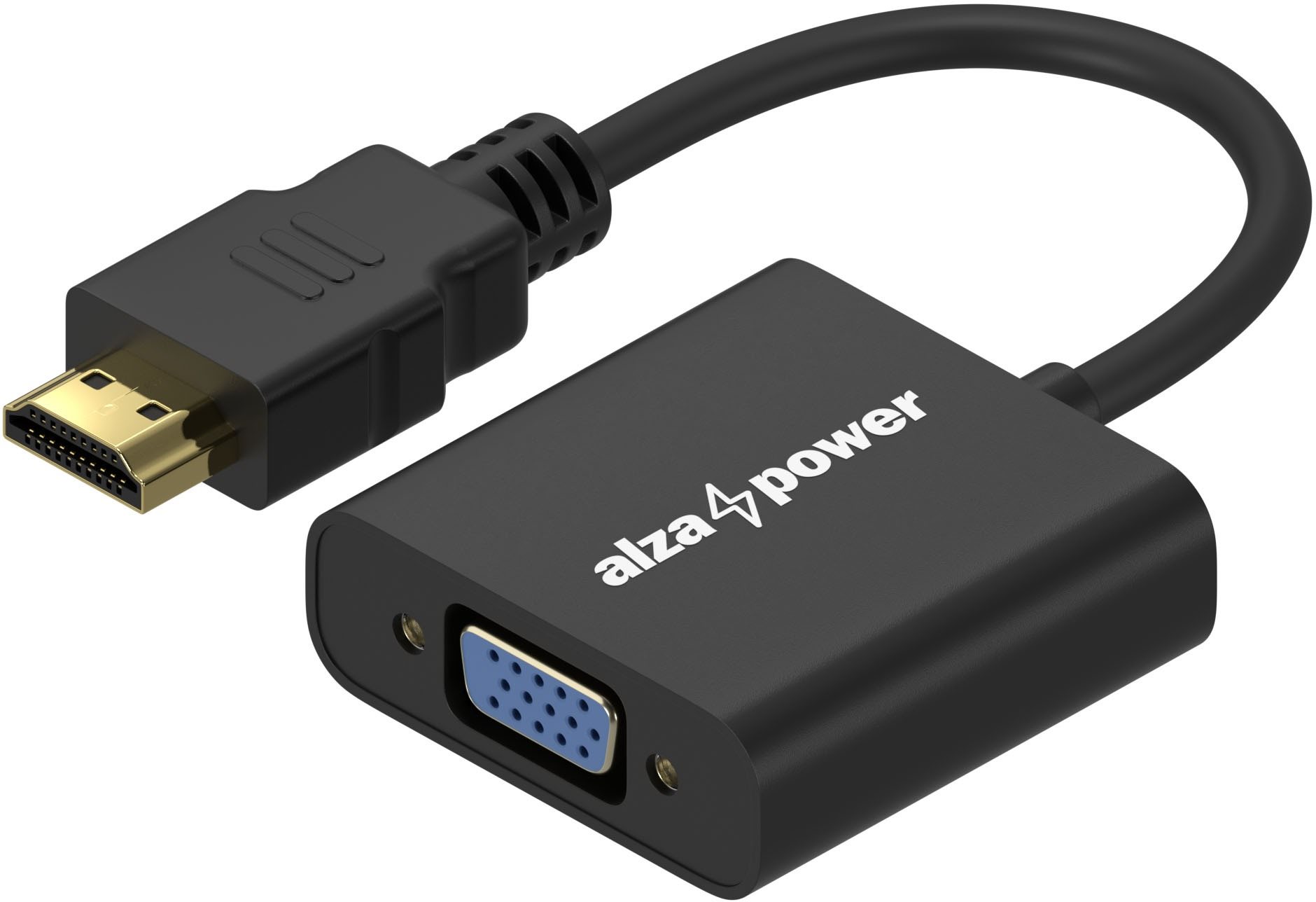 AlzaPower HDMI (M) to VGA (F) with 3,5mm Jack adapter - matt fekete