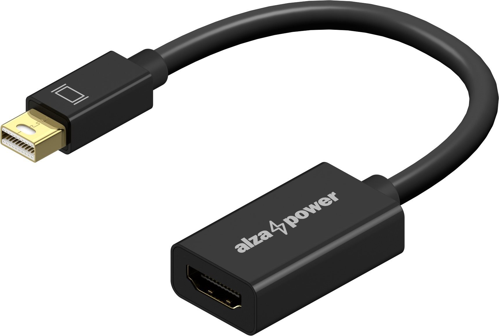 AlzaPower Core Mini DisplayPort (M)-ről HDMI 4K 30Hz (F)-re fekete