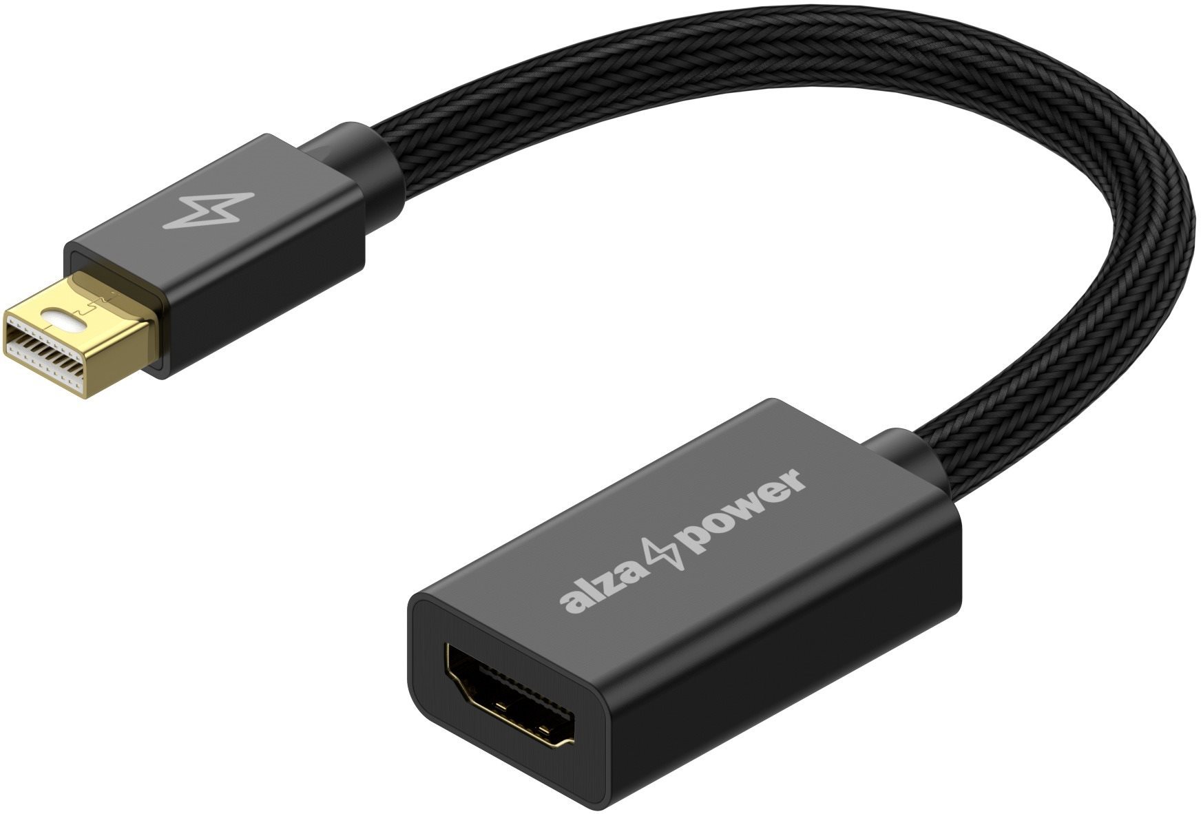 AlzaPower AluCore Mini DisplayPort (M)-ről HDMI-re 4K 30 Hz (F) fekete