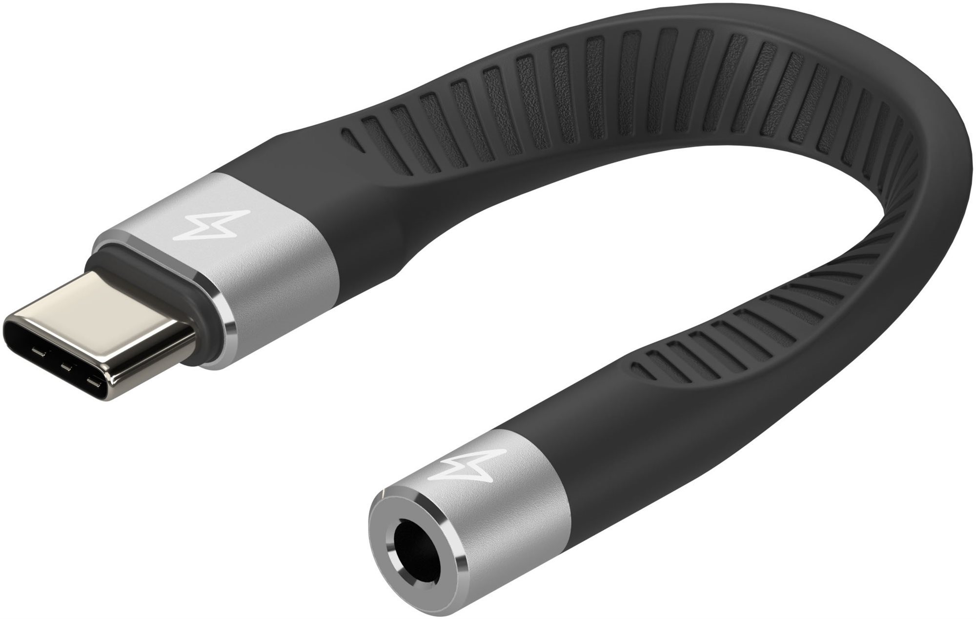 AlzaPower FlexCore USB-C (M) - 3,5 mm-es jack (F) fekete