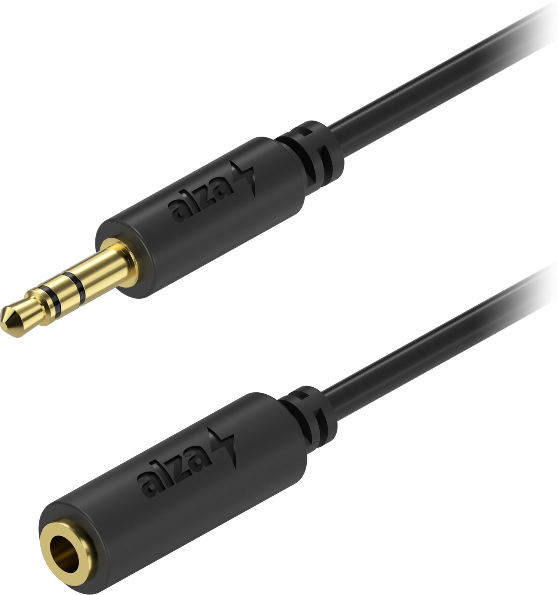AlzaPower Core Audio 3,5 mm Jack (M) to 3,5 mm Jack (F) 1 m fekete