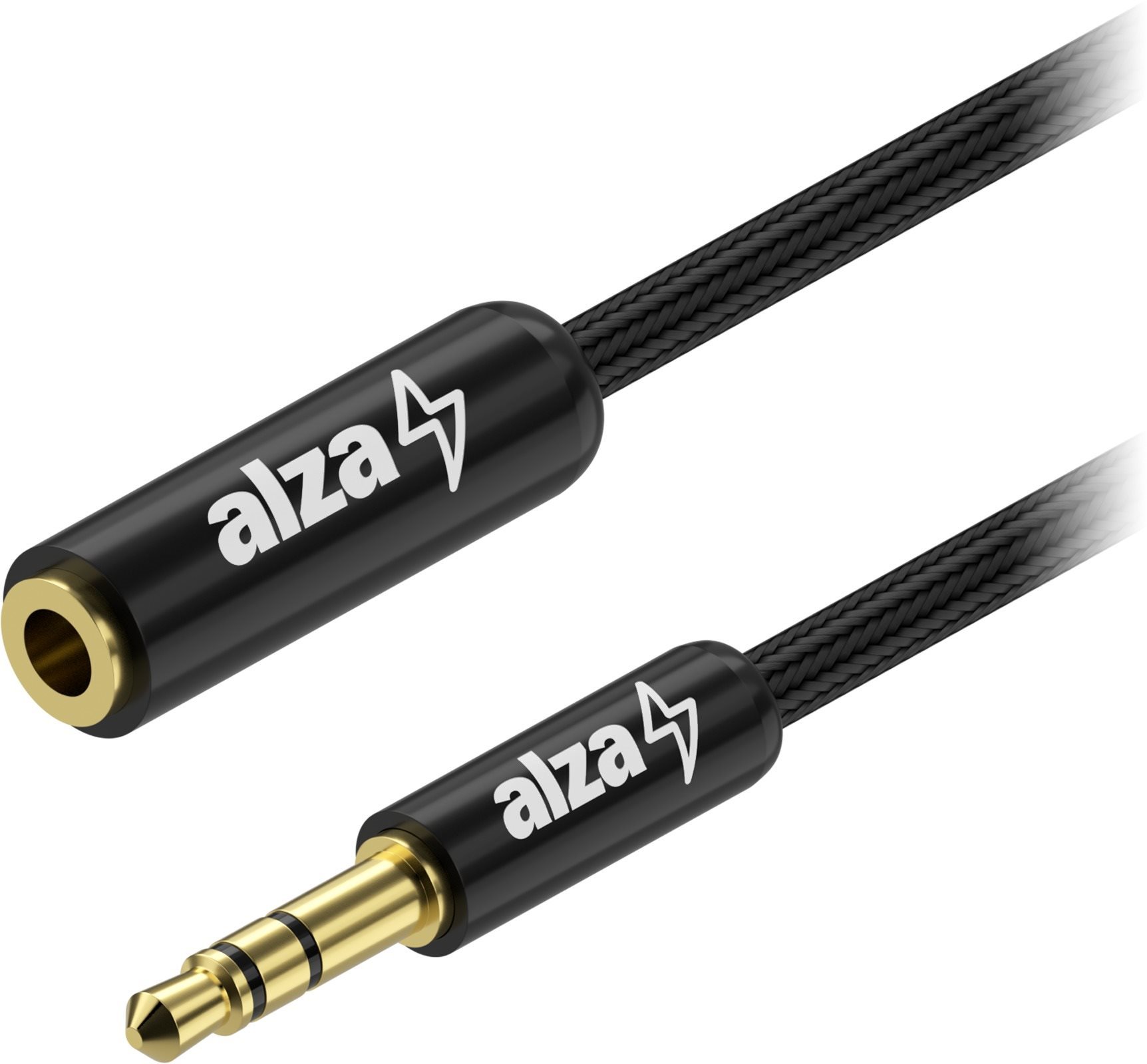 AlzaPower AluCore Audio 3,5 mm Jack (M) to 3,5 mm Jack (F) 1 m fekete