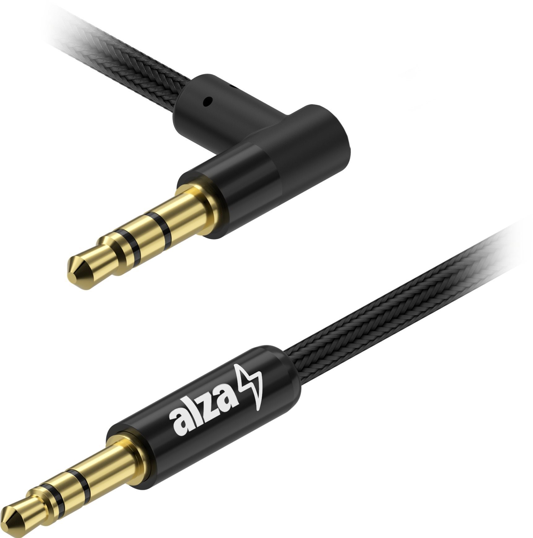 Alzapower 90Core Audio 3,5 mm Jack (M) to 3,5 mm Jack 90° (M) 0,5 m fekete