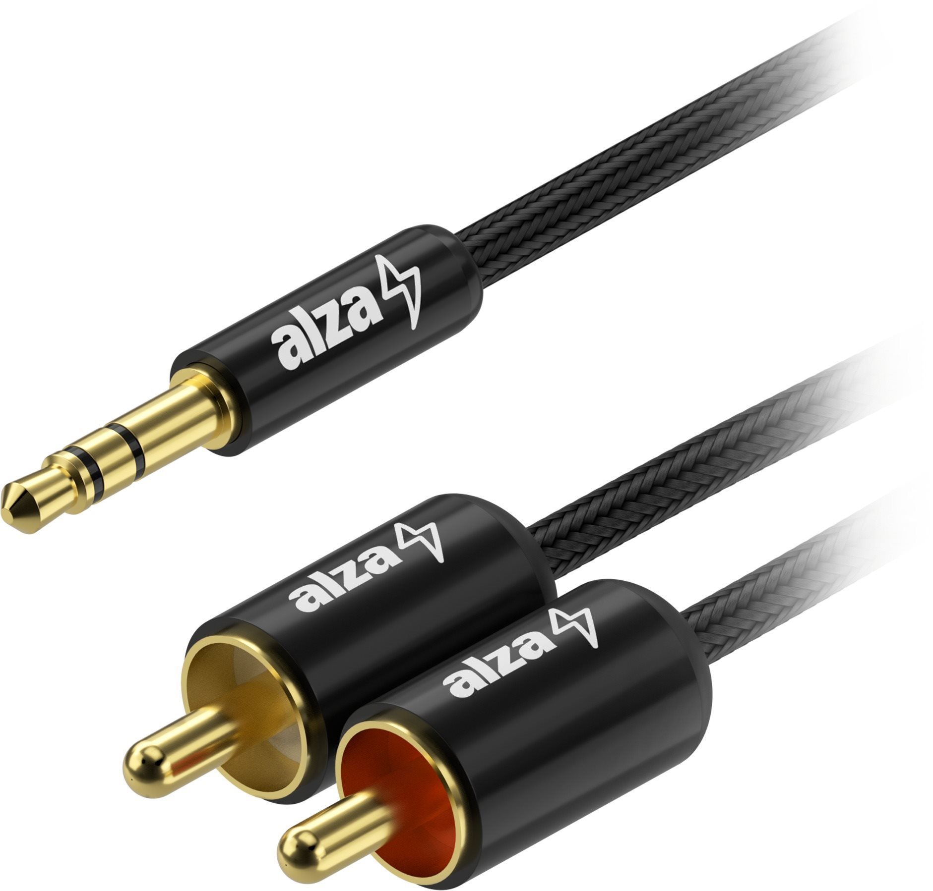 AlzaPower AluCore 3.5mm Jack (M) to 2x RCA (M) 1 m fekete