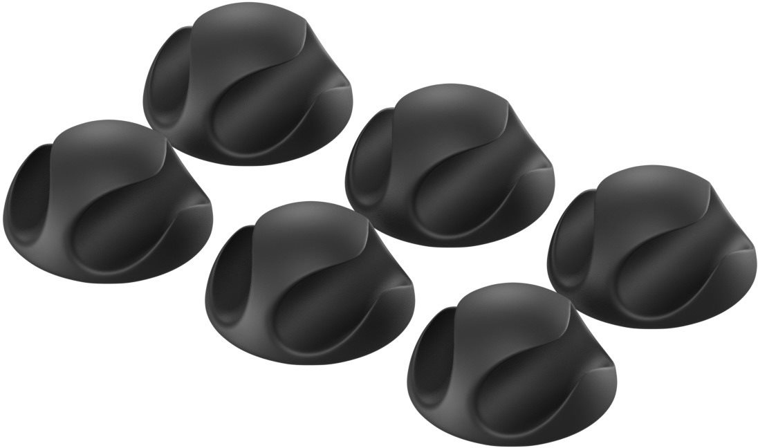 AlzaPower Cable Clips 6 pcs fekete