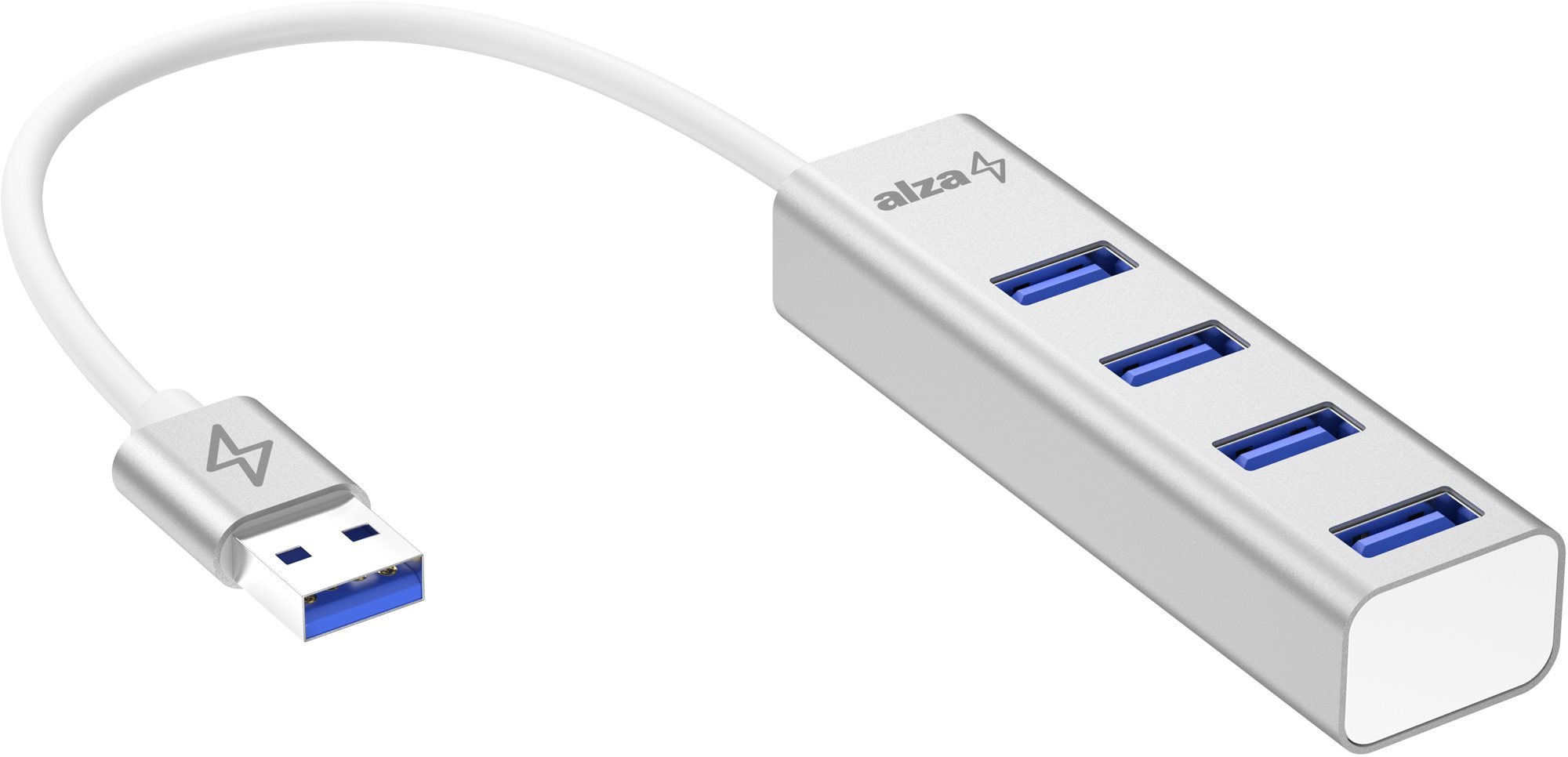 AlzaPower AluCore USB-A (M) - 4 × USB-A (F) ezüst