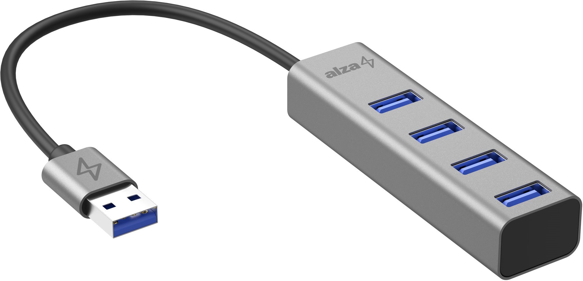AlzaPower AluCore USB-A (M) - 4× USB-A (F) asztroszürke