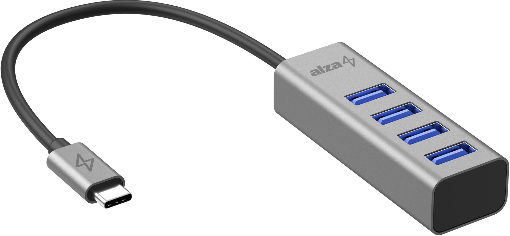 AlzaPower AluCore USB-C (M) - 4× USB-A (F) asztroszürke