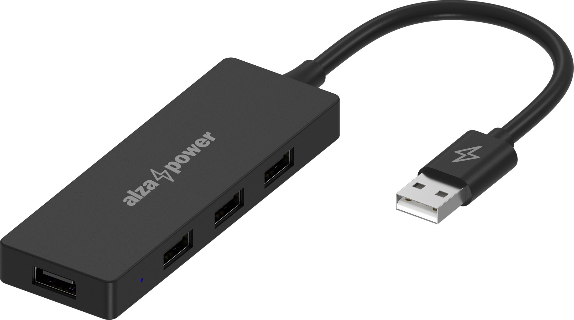 AlzaPower FlatCore USB-A (M) - 4× USB-A 2.0 (F) fekete