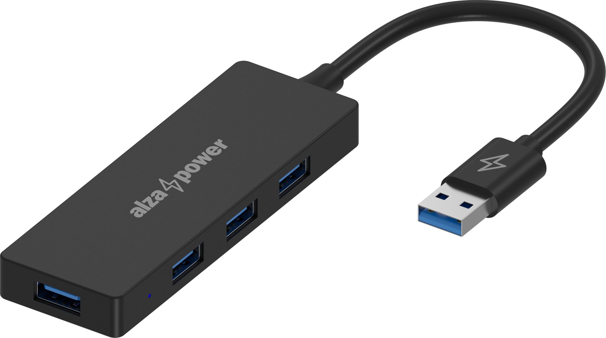 AlzaPower FlatCore USB-A (M) - 4× USB-A 3.0 (F) fekete