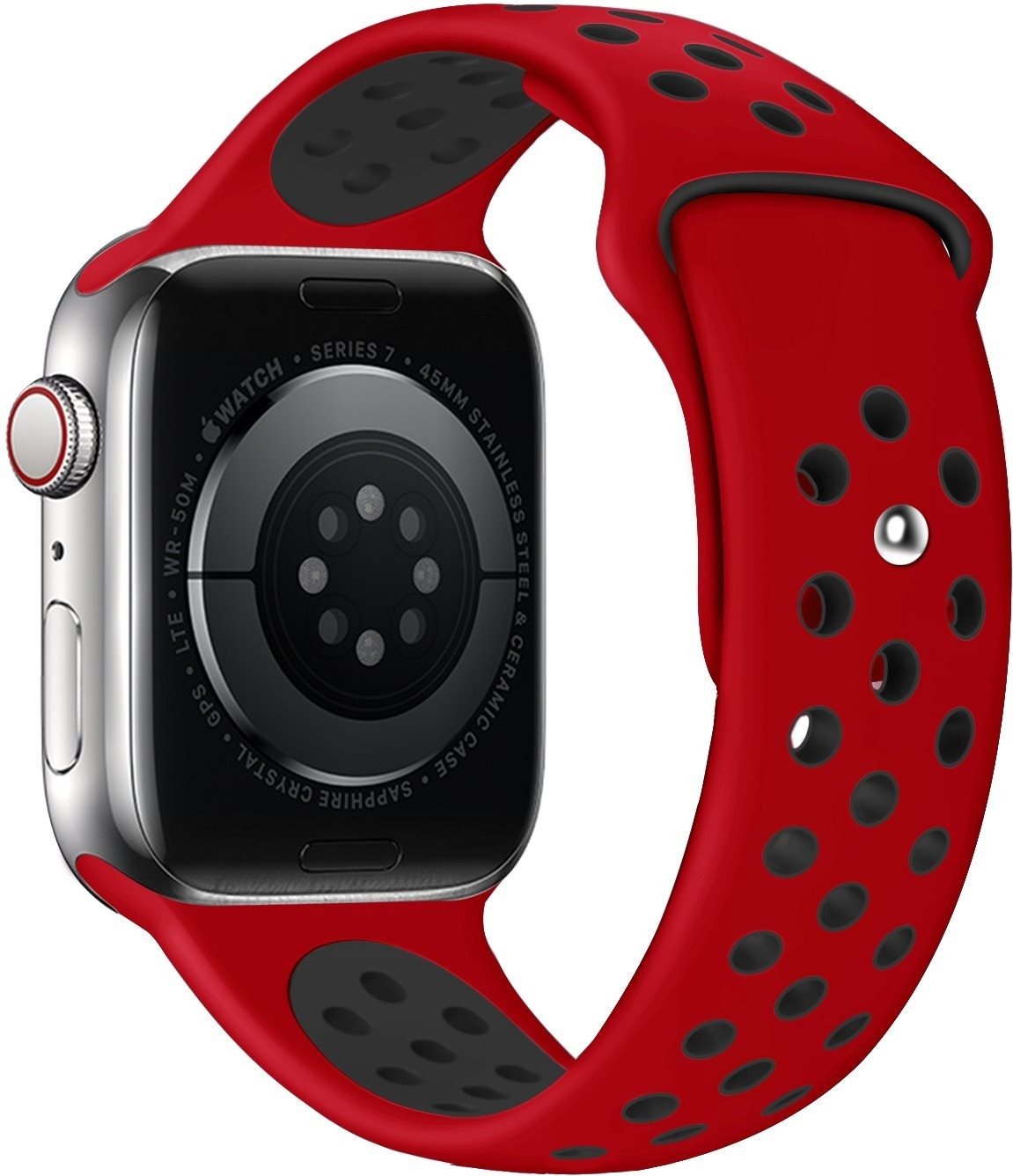 Eternico Sporty Apple Watch 42mm / 44mm / 45mm - Pure Black and Red