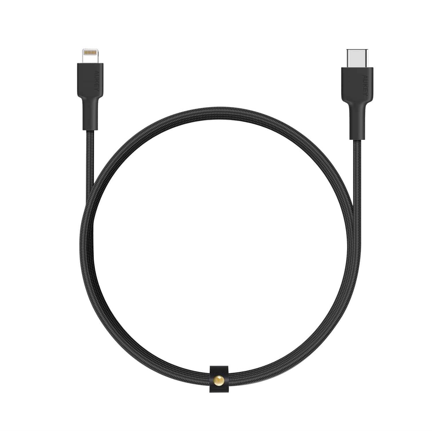 Aukey CB-CL2 Braided Nylon MFi USB-C to Lightning Cable, 2m