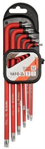 YATO TORX kulcskészlet, nyílással, 9 db, hosszabb