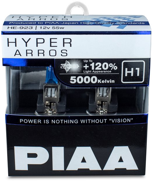 PIAA Hyper Arros 5000K H1 + 120% ragyogó fehér fény, 5000K színhőmérséklet, 2 db